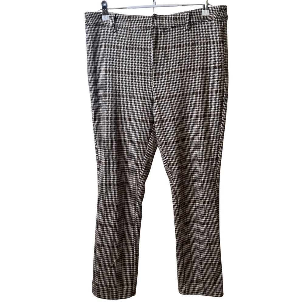 Free People Brown, Tan, and Cream Houndstooth Dress Pants size 10